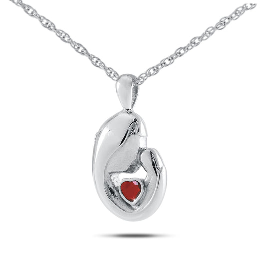 January w/ Garnet Sterling Silver Keepsake